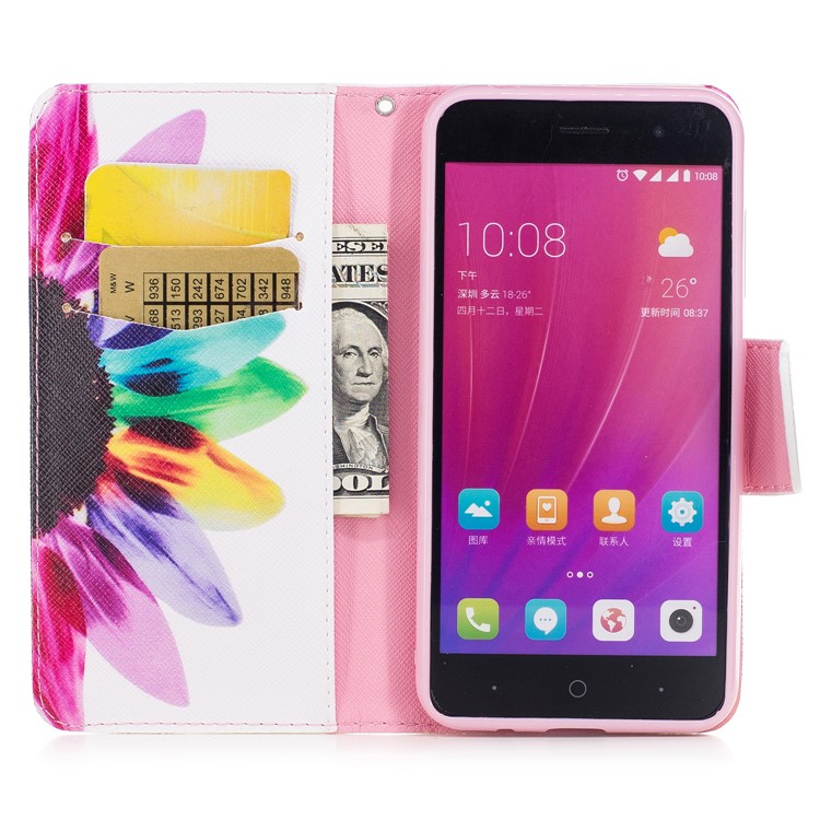 Padrão de impressão Carteira Carteira de couro Caixa móvel com suporte para ZTE Blade A520 - pétalas padrão-8