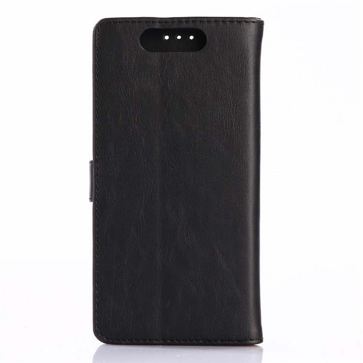 Retro Style Crazy Horse Texture PU Leather Wallet Case for ZTE Blade V8 - Black-2
