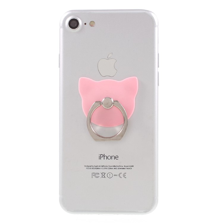 Bear-shape Universal Full Degree Rotating Phone Finger Ring Kickstand for iPhone Samsung Huawei - Pink-4