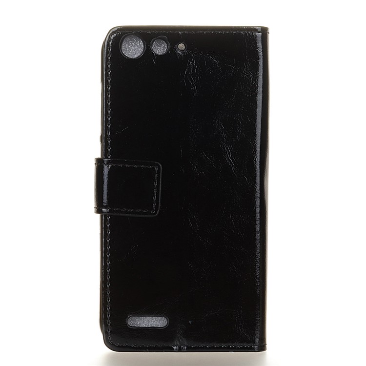 Crazy Horse Texture Stand Leather Wallet Flip Case for ZTE Blade L6 - Black-2