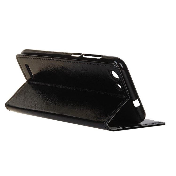Crazy Horse Texture Stand Leather Wallet Flip Case for ZTE Blade L6 - Black-5