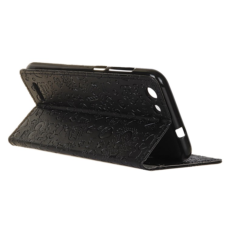 Cartoon Graffiti Stand Leather Wallet Flip Case for ZTE Blade L6 - Black-5