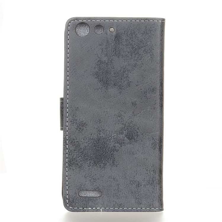 Retro Style Wallet Leather Cell Phone Case with Stand for ZTE Blade L6 - Grey-2
