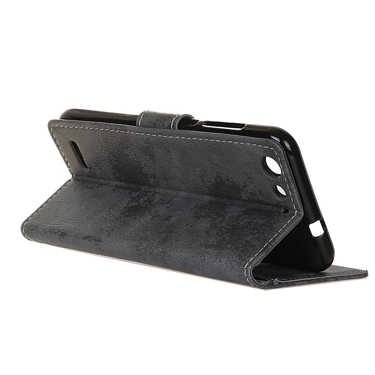Retro Style Wallet Leather Cell Phone Case with Stand for ZTE Blade L6 - Grey-5