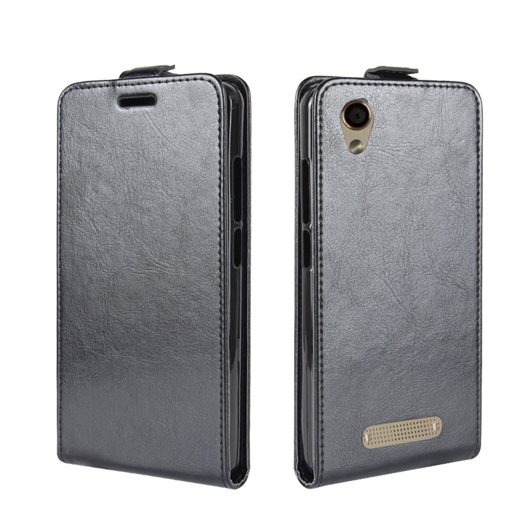 Crazy Horse Skin Vertical PU Leather Flip Case for ZTE Blade X3 - Black-4