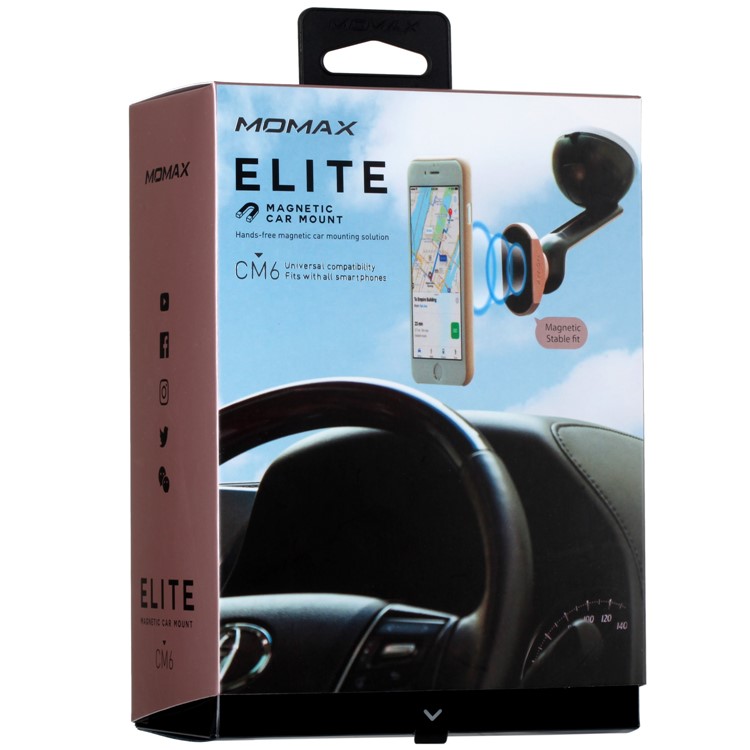 MOMAX Elite Suction Style Magnetic Car Holder for iPhone Samsung HTC Etc. - Rose Gold Color-15