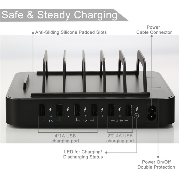 YM-UD03 Universal 50W 6 Ports USB Charging Dock Charging Stand for Apple Watch iPhone iPad Samsung-17