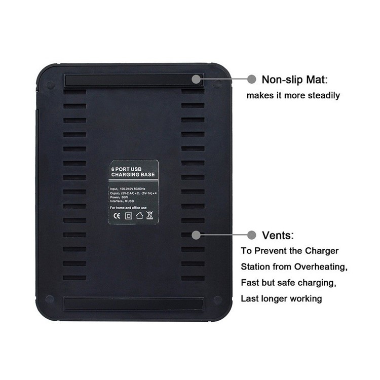 YM-UD03 Universal 50W 6 Ports USB Charging Dock Charging Stand for Apple Watch iPhone iPad Samsung-6