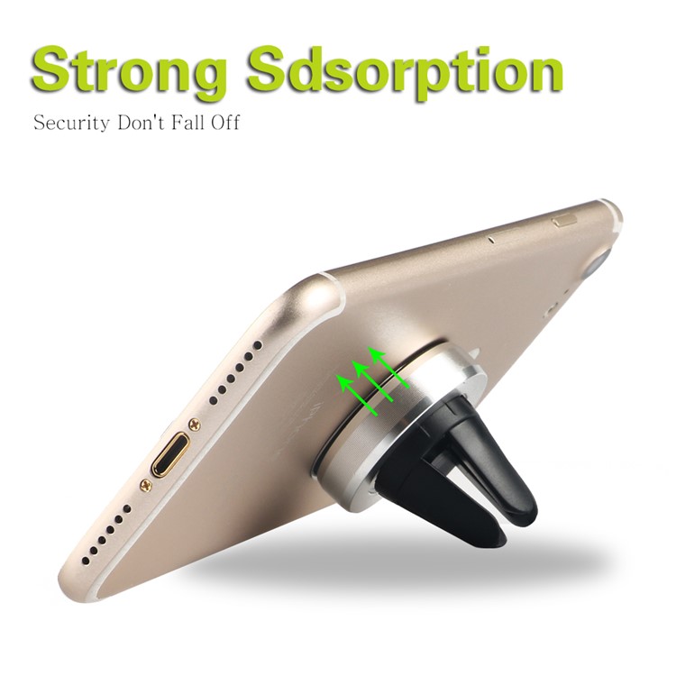 Universal Magnetic Car Air Vent Mount Smartphone Holder for iPhone Samsung Huawei LG - Silver-2