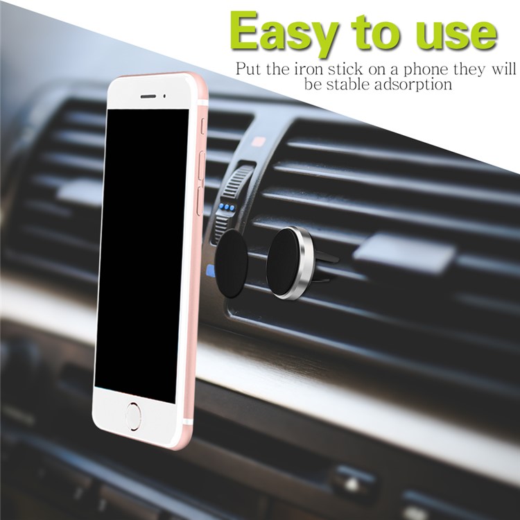 Universal Magnetic Car Air Vent Mount Smartphone Holder for iPhone Samsung Huawei LG - Silver-3