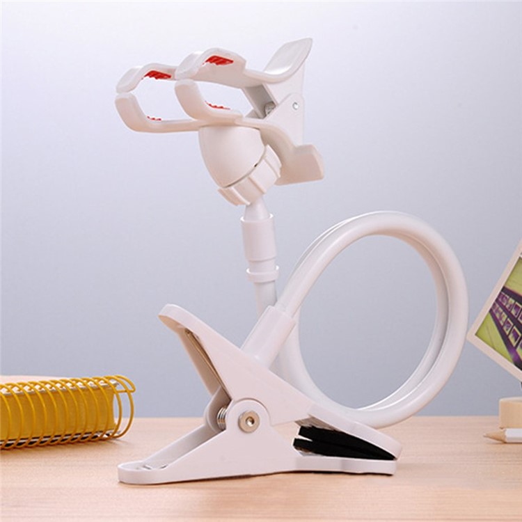 Universal Flexible Long Arm Mobile Phone Holder Desktop Bed Lazy Bracket Stand - White-4