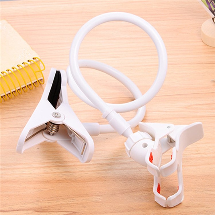 Universal Flexible Long Arm Mobile Phone Holder Desktop Bed Lazy Bracket Stand - White-5