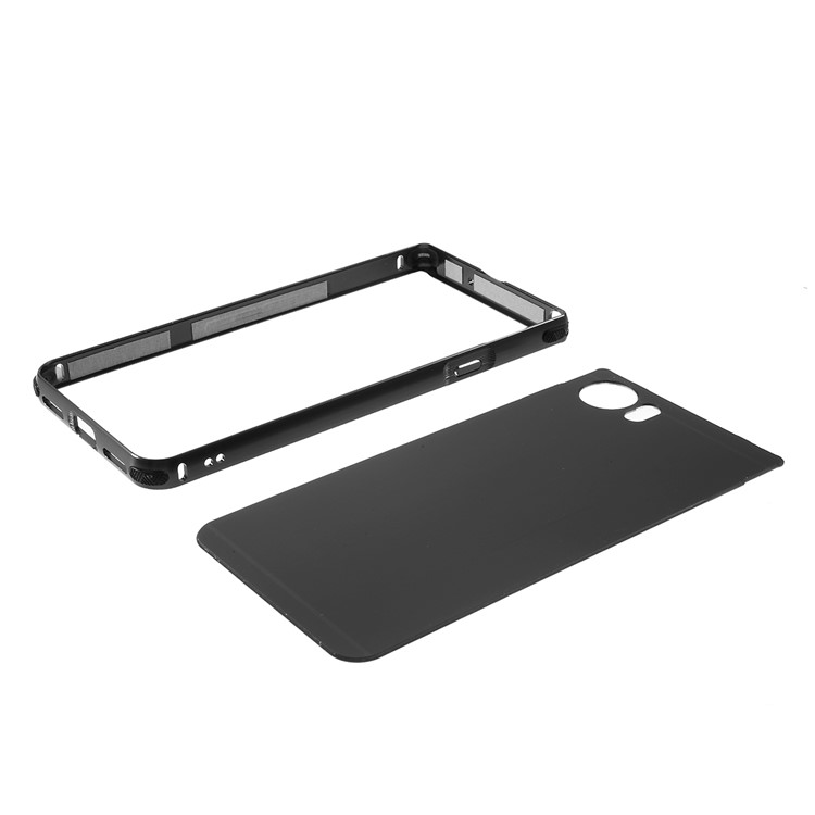 Slide-on Metal Bumper Brushed Plastic Drop-proof Phone Shell for BlackBerry Keyone - Black-4