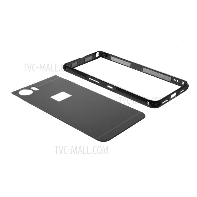 Slide-on Metal Bumper Brushed Plastic Drop-proof Phone Shell for BlackBerry Keyone - Black-5