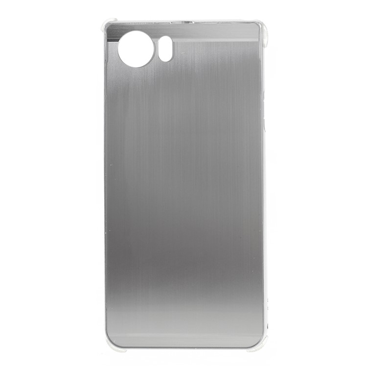 Slide-on Metal Bumper Brushed Plastic Drop-proof Phone Cover for BlackBerry Keyone - Silver-1