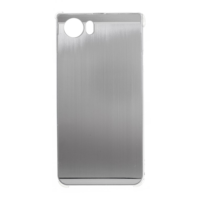 Slide-on Metal Bumper Brushed Plastic Drop-proof Phone Cover for BlackBerry Keyone - Silver-2