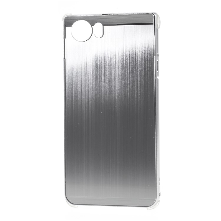 Slide-on Metal Bumper Brushed Plastic Drop-proof Phone Cover for BlackBerry Keyone - Silver-3