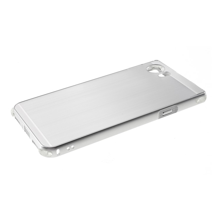 Slide-on Metal Bumper Brushed Plastic Drop-proof Phone Cover for BlackBerry Keyone - Silver-5