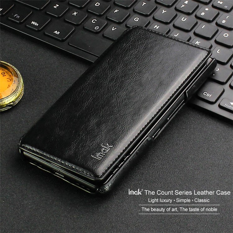 IMAK The Count Series Crazy Horse Noble PU Leather Wallet Case for BlackBerry Keyone - Black-2