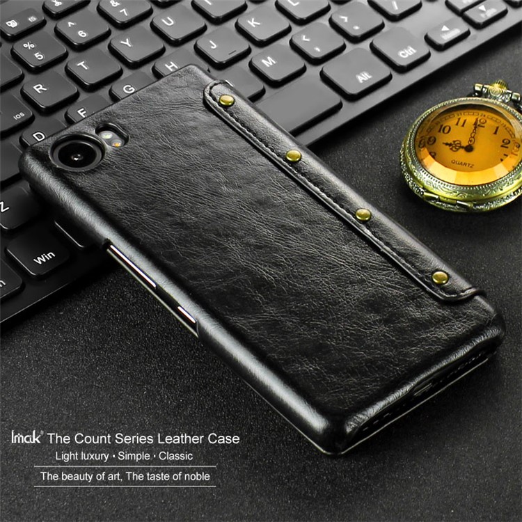 IMAK The Count Series Crazy Horse Noble PU Leather Wallet Case for BlackBerry Keyone - Black-4
