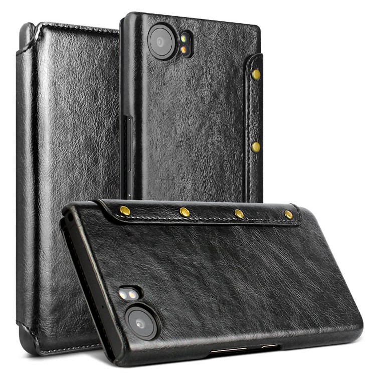 IMAK The Count Series Crazy Horse Noble PU Leather Wallet Case for BlackBerry Keyone - Black-5