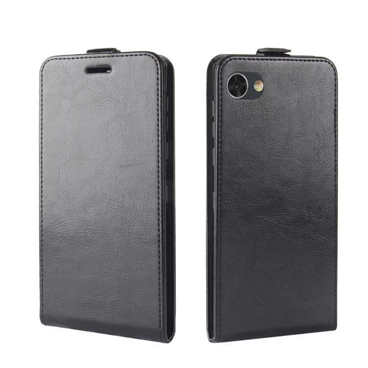 Crazy Horse Vertical Flip Card Holder Leather Mobile Case for BlackBerry Motion - Black-4