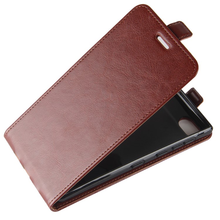 Crazy Horse Vertical Flip Card Holder Leather Cellphone Cover for BlackBerry Motion - Brown-3