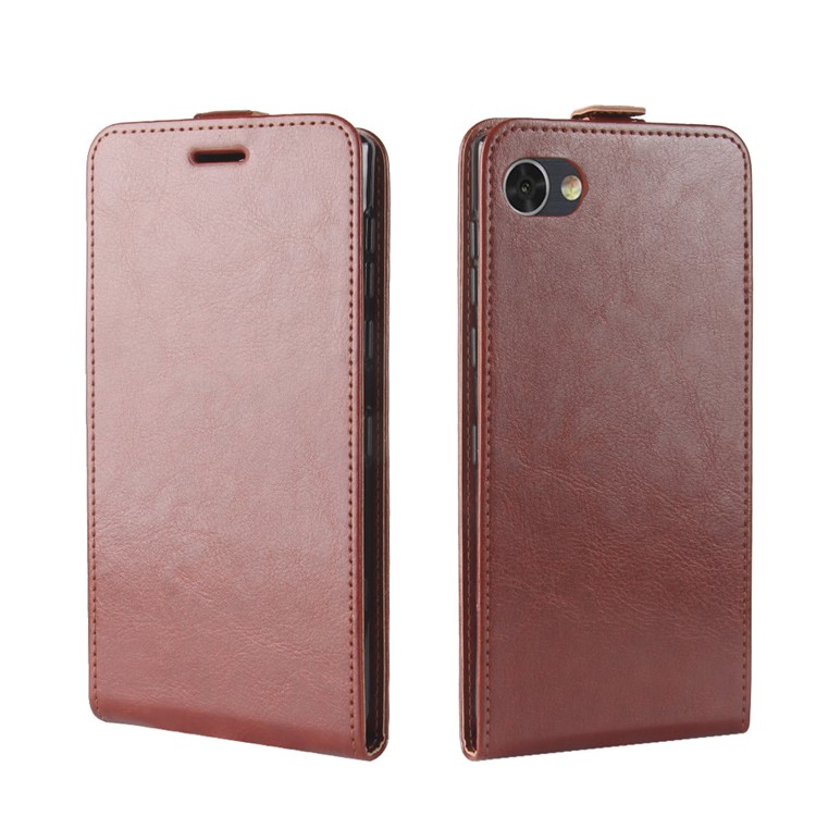 Crazy Horse Vertical Flip Card Holder Leather Cellphone Cover for BlackBerry Motion - Brown-4