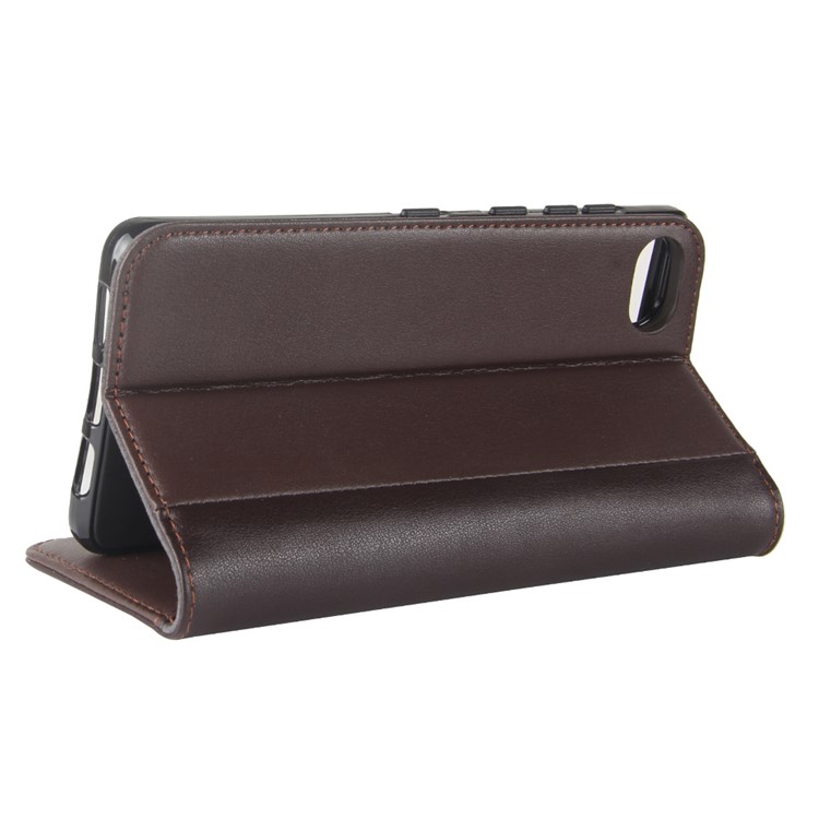 Genuine Split Leather Wallet Stand Mobile Casing for BlackBerry Motion - Brown-6