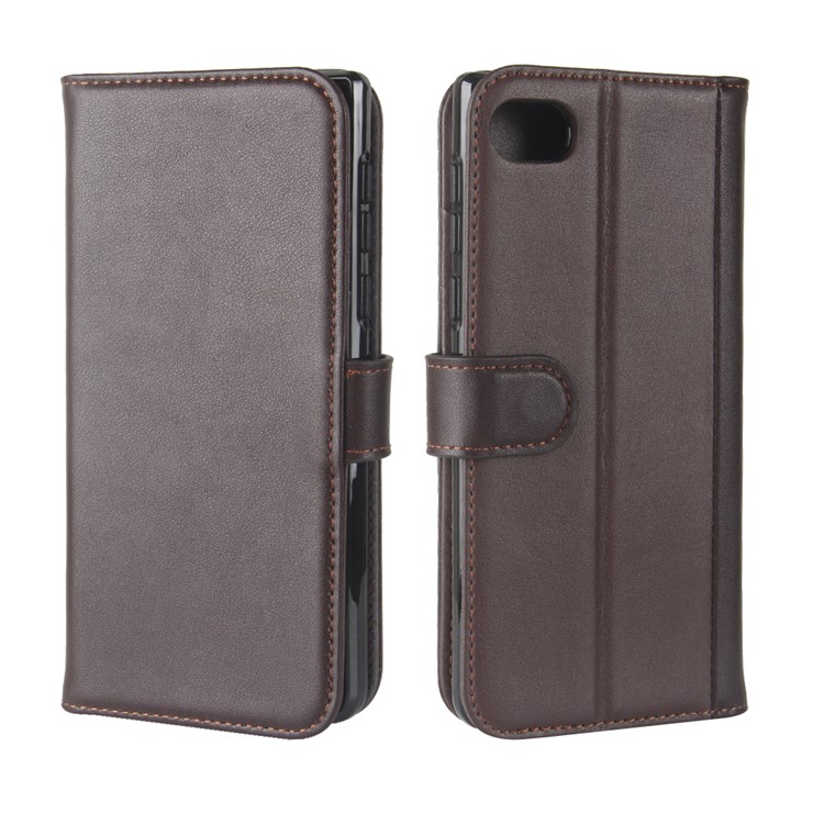 Genuine Split Leather Wallet Stand Mobile Casing for BlackBerry Motion - Brown-8