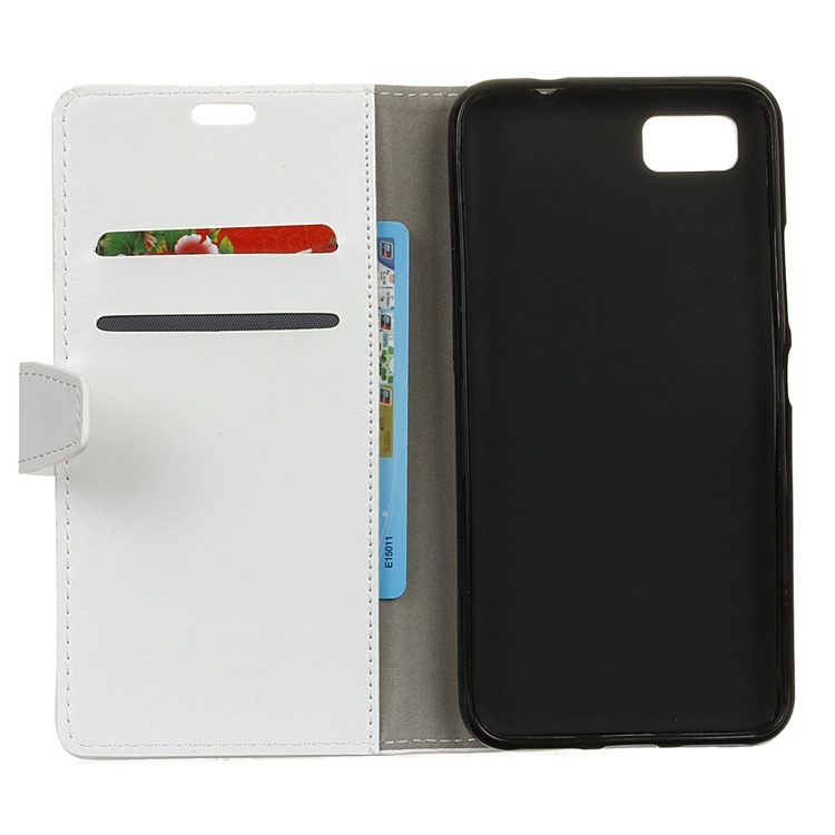 Crazy Horse Stand Wallet Magnetic Leather Cell Phone Cover for BlackBerry Motion - White-3