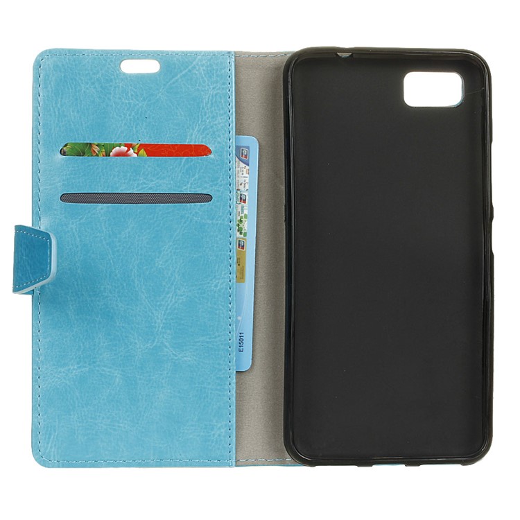 Crazy Horse Stand Wallet Magnetic Leather Mobile Phone Case for BlackBerry Motion - Blue-3