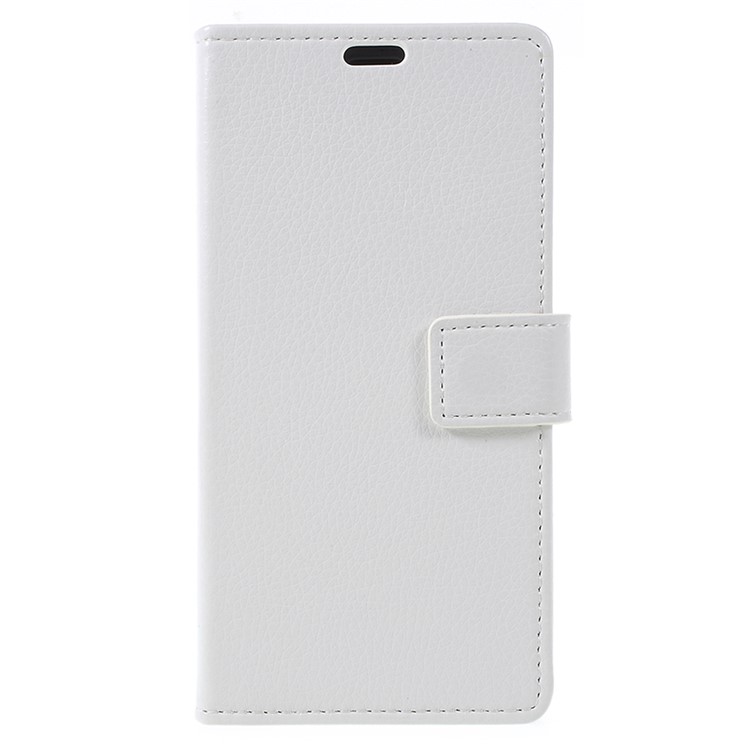 Litchi Texture Wallet Stand Leather Mobile Case for BlackBerry Key2 - White-1