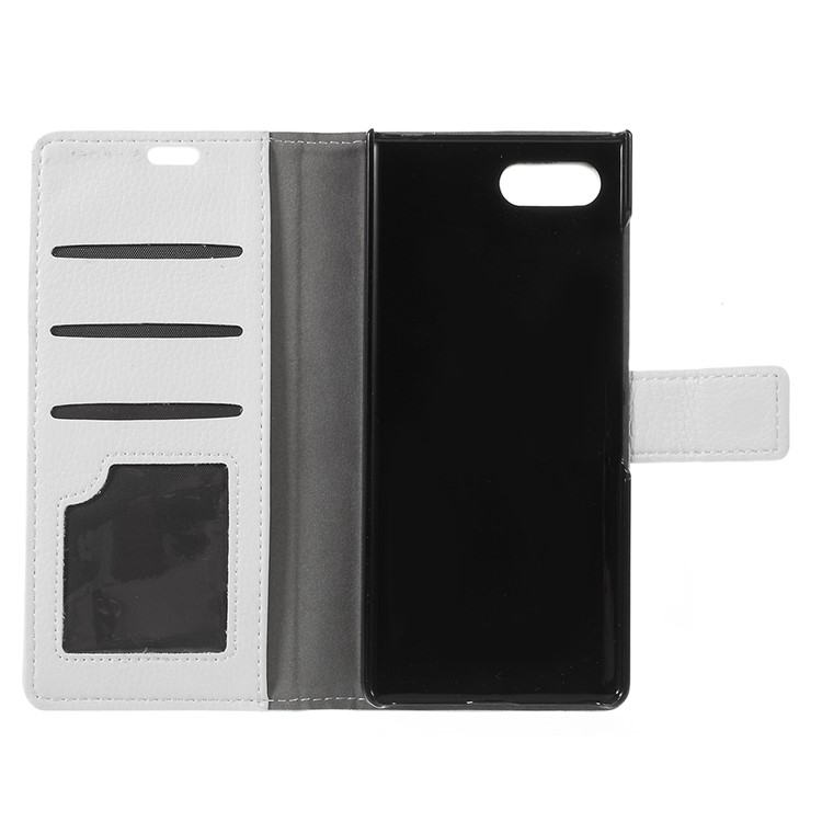 Litchi Texture Wallet Stand Leather Mobile Case for BlackBerry Key2 - White-4