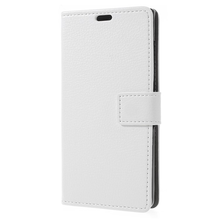 Litchi Texture Wallet Stand Leather Mobile Case for BlackBerry Key2 - White-5
