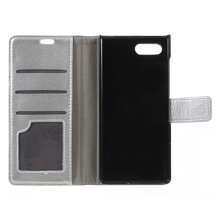 Litchi Texture Wallet Stand Leather Phone Cover for BlackBerry Key2 - Silver-4