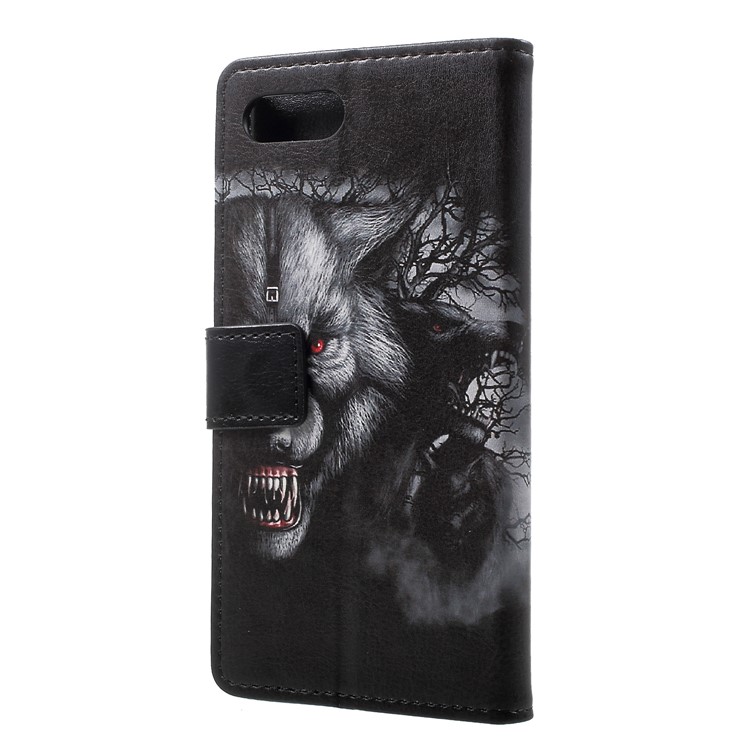 Pattern Printing Stand Leather Wallet Mobile Case for BlackBerry Key2 - Fierce Wolf-2