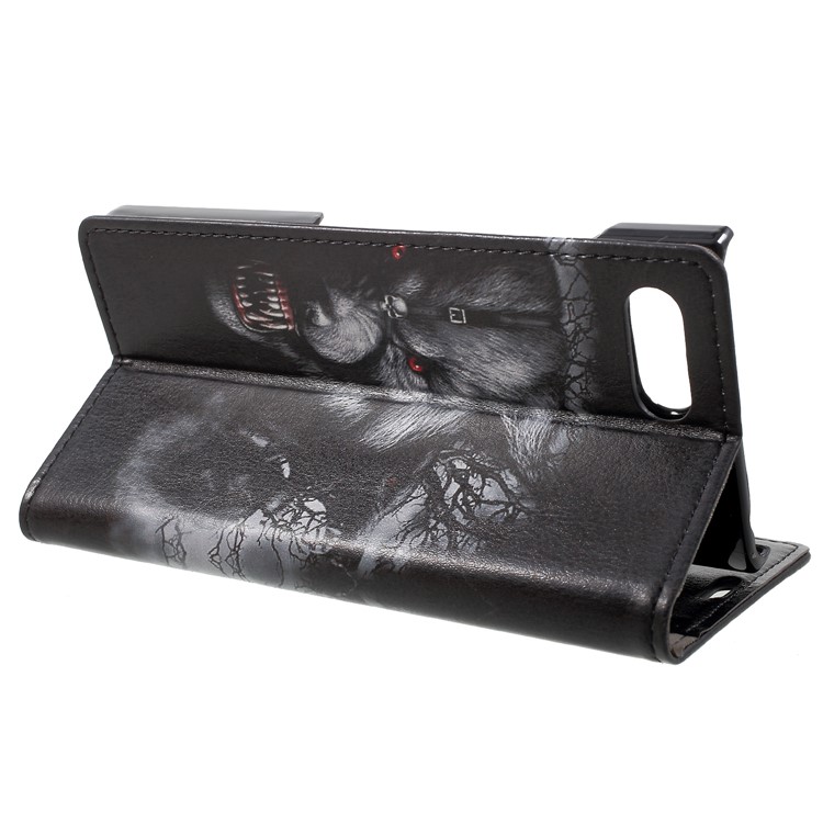 Pattern Printing Stand Leather Wallet Mobile Case for BlackBerry Key2 - Fierce Wolf-4