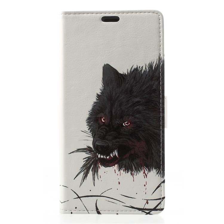 Pattern Printing Stand Leather Wallet Mobile Shell for BlackBerry Key2 - Bloody Wolf-1