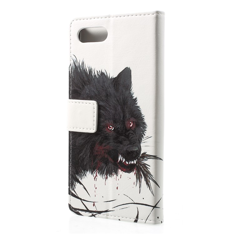 Pattern Printing Stand Leather Wallet Mobile Shell for BlackBerry Key2 - Bloody Wolf-2
