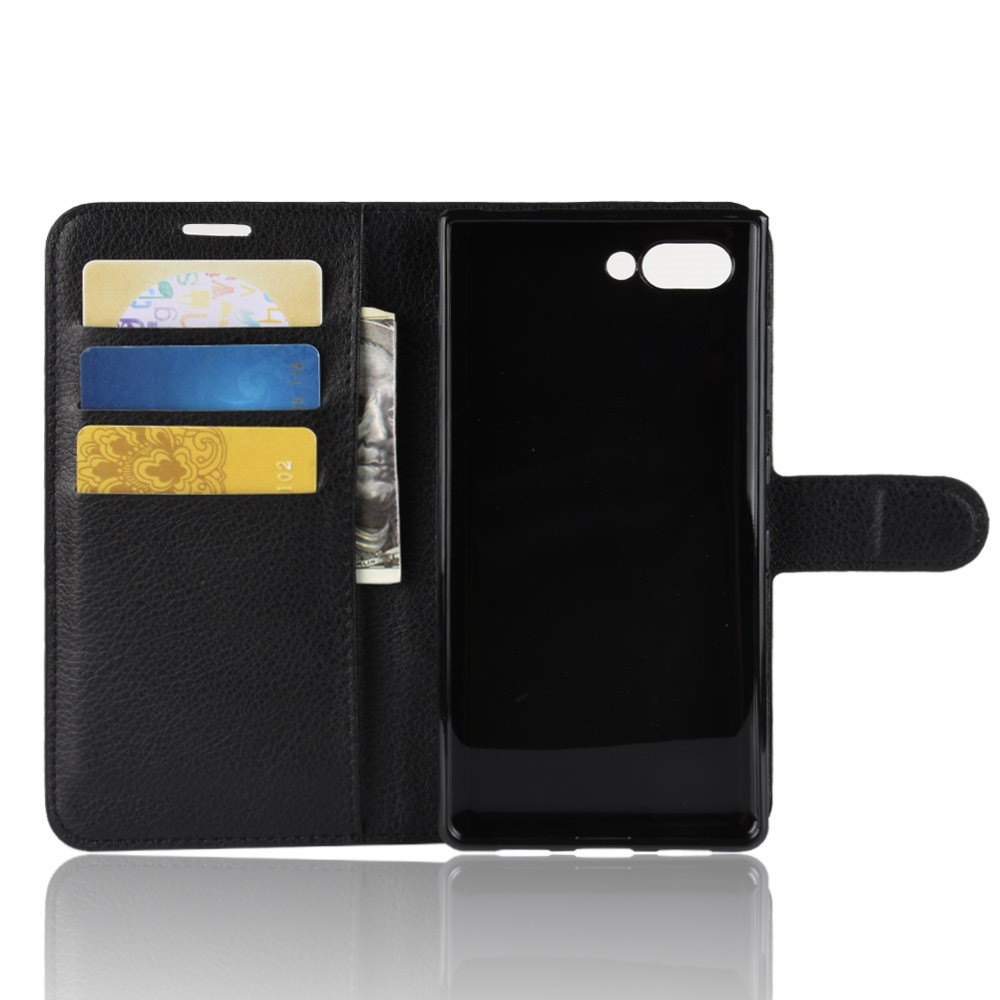 Litchi Texture Wallet Stand Leather Phone Case for BlackBerry Key2 - Black-3