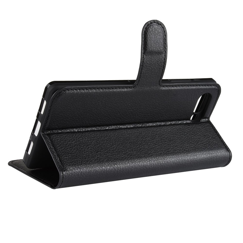 Litchi Texture Wallet Stand Leather Phone Case for BlackBerry Key2 - Black-5