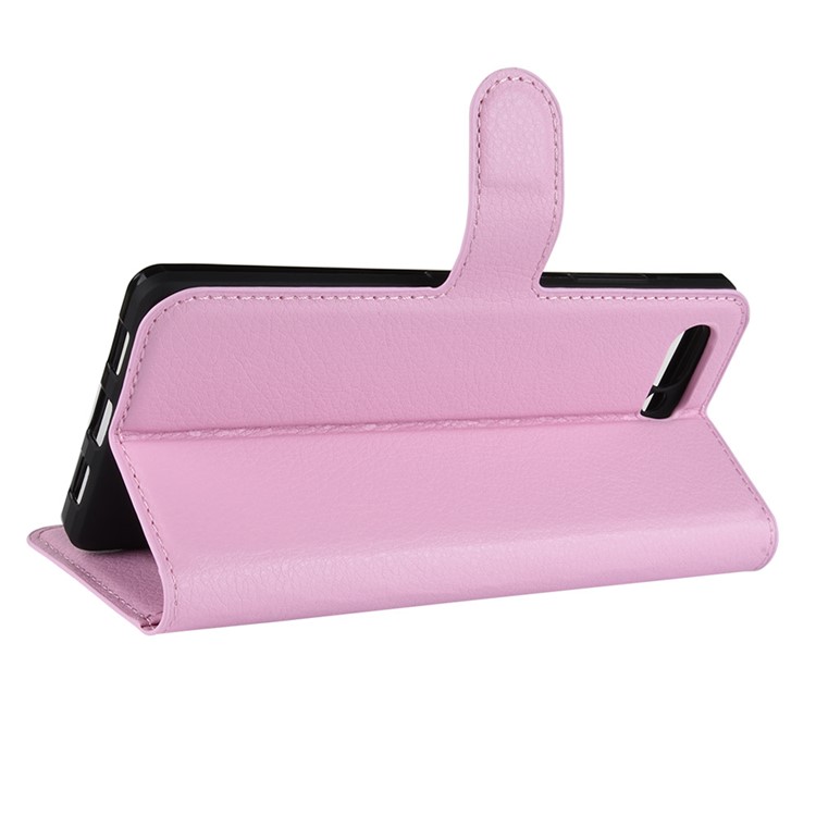 Litchi Texture Wallet Stand Leather Protective Shell Case for BlackBerry Key2 - Pink-5