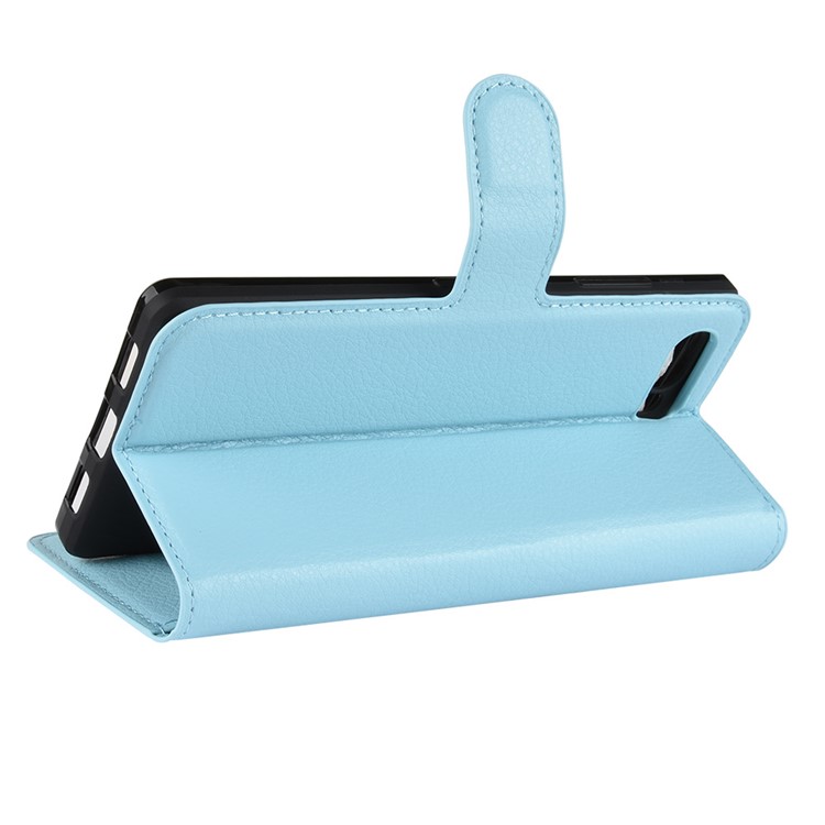 Litchi Texture Wallet Stand Leather Cell Phone Case for BlackBerry Key2 - Blue-5