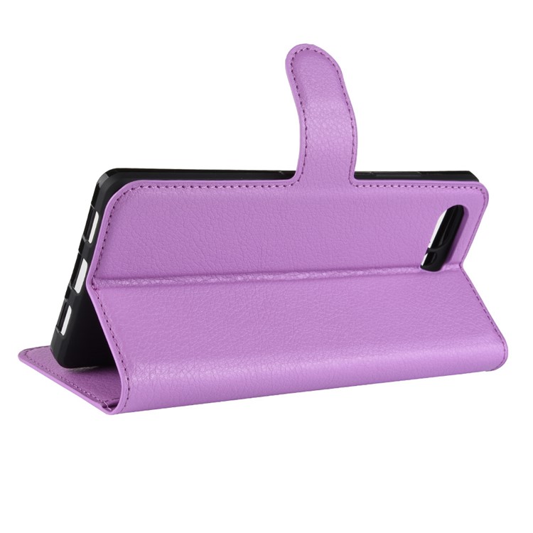 Litchi Texture Wallet Stand Leather Case Accessory for BlackBerry Key2 - Purple-5