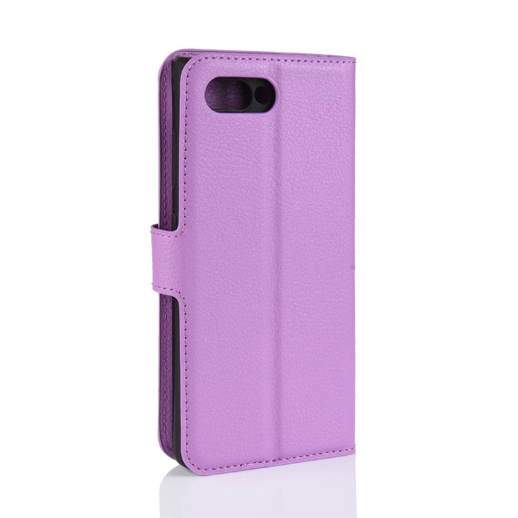 Litchi Texture Wallet Stand Leather Case Accessory for BlackBerry Key2 - Purple-6