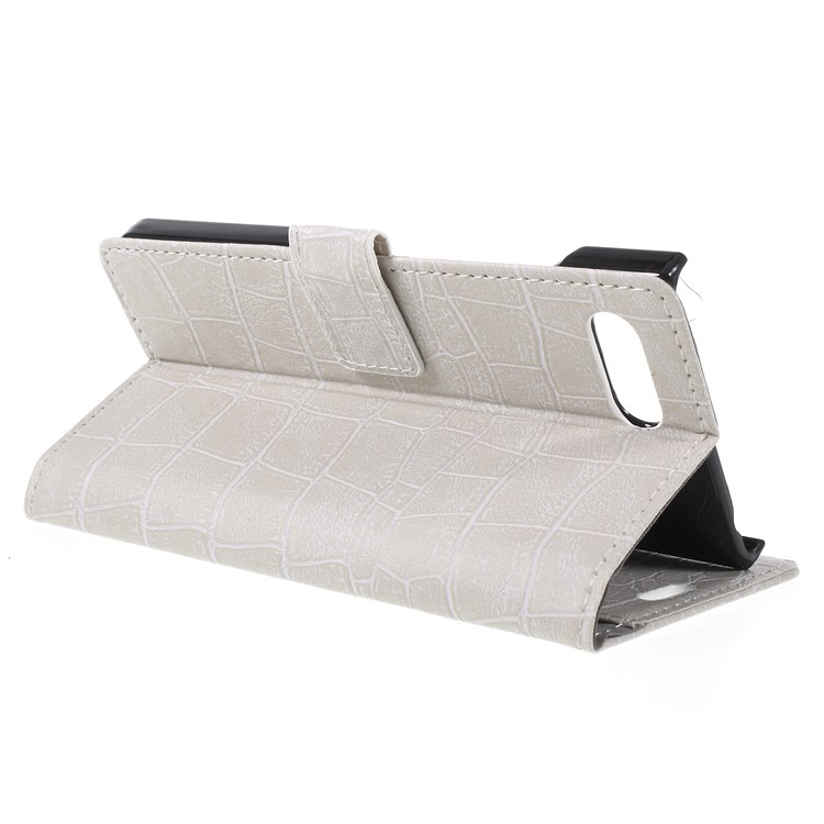 Crocodile Texture PU Leather Magnetic Stand Wallet Mobile Phone Case for BlackBerry Key2 - White-3
