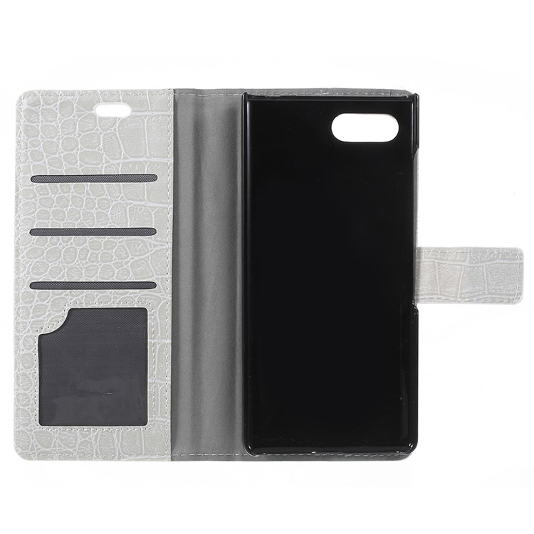 Crocodile Texture PU Leather Magnetic Stand Wallet Mobile Phone Case for BlackBerry Key2 - White-4