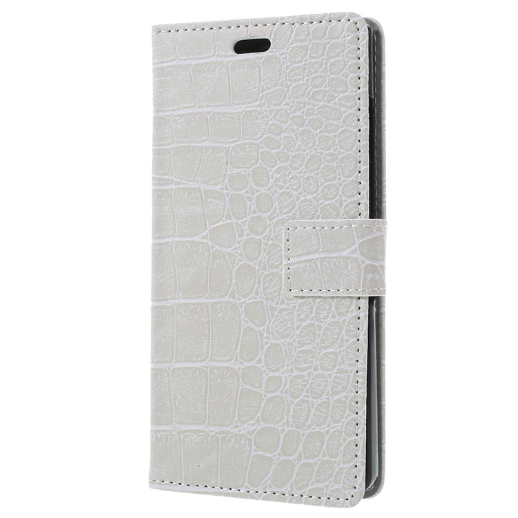 Crocodile Texture PU Leather Magnetic Stand Wallet Mobile Phone Case for BlackBerry Key2 - White-5