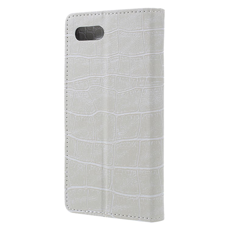 Crocodile Texture PU Leather Magnetic Stand Wallet Mobile Phone Case for BlackBerry Key2 - White-6